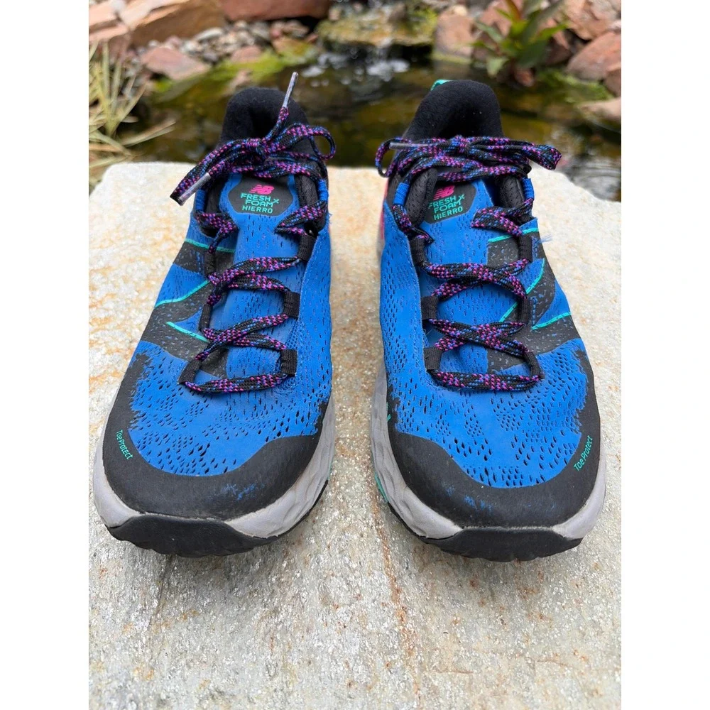 New Balance Fresh Foam Hierro v5 Trail Running Shoes Blue Pink  Womens 10
